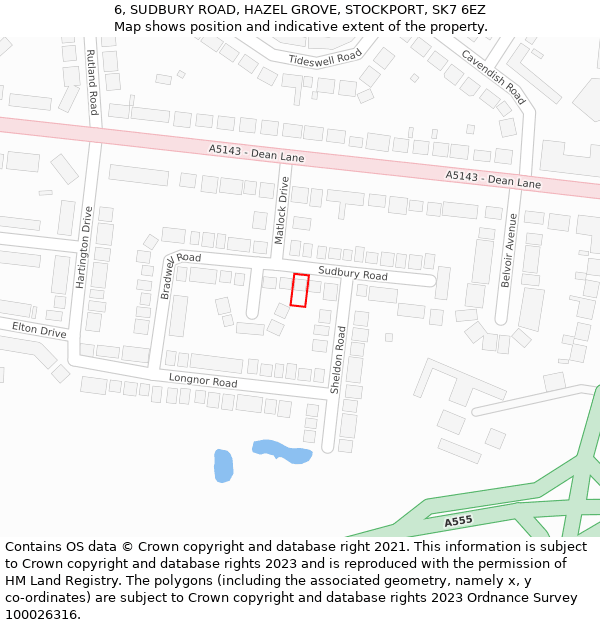 6, SUDBURY ROAD, HAZEL GROVE, STOCKPORT, SK7 6EZ: Location map and indicative extent of plot