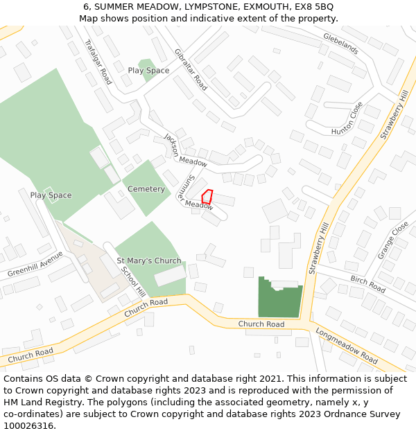 6, SUMMER MEADOW, LYMPSTONE, EXMOUTH, EX8 5BQ: Location map and indicative extent of plot