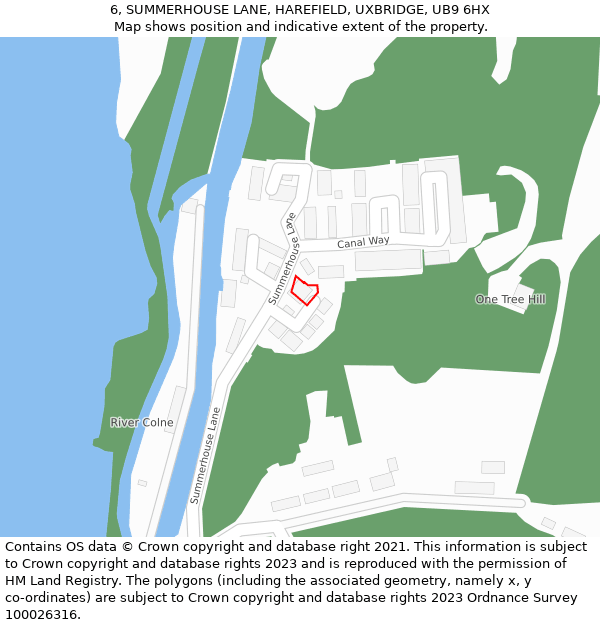 6, SUMMERHOUSE LANE, HAREFIELD, UXBRIDGE, UB9 6HX: Location map and indicative extent of plot