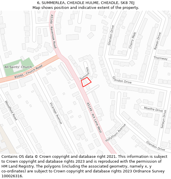 6, SUMMERLEA, CHEADLE HULME, CHEADLE, SK8 7EJ: Location map and indicative extent of plot