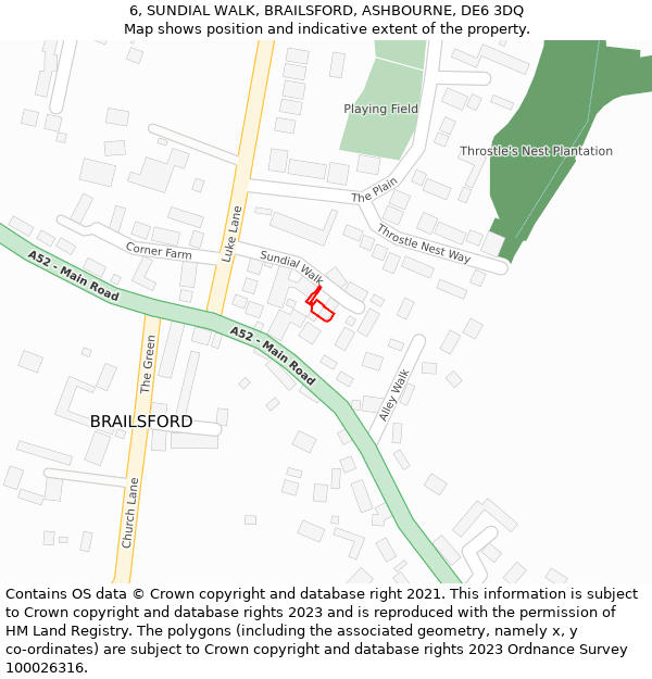 6, SUNDIAL WALK, BRAILSFORD, ASHBOURNE, DE6 3DQ: Location map and indicative extent of plot