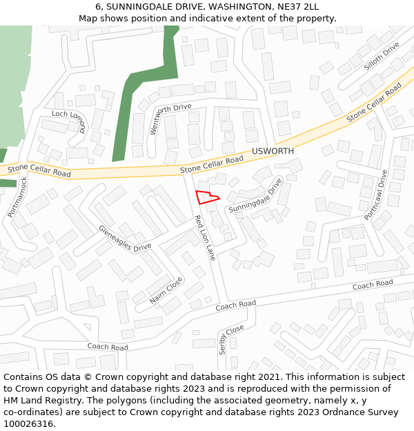 6, SUNNINGDALE DRIVE, WASHINGTON, NE37 2LL: Location map and indicative extent of plot