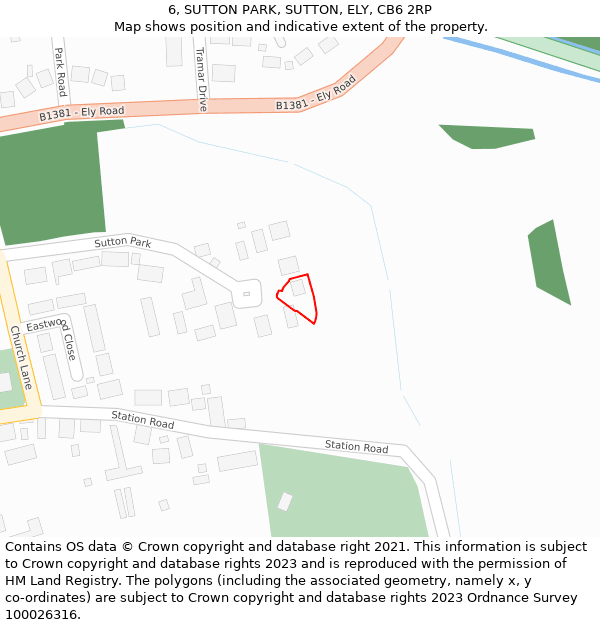 6, SUTTON PARK, SUTTON, ELY, CB6 2RP: Location map and indicative extent of plot