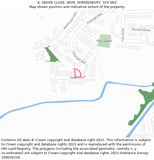 6, SWAIN CLOSE, WEM, SHREWSBURY, SY4 5NZ: Location map and indicative extent of plot