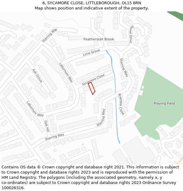 6, SYCAMORE CLOSE, LITTLEBOROUGH, OL15 8RN: Location map and indicative extent of plot