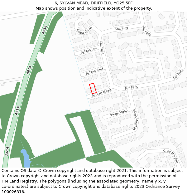 6, SYLVAN MEAD, DRIFFIELD, YO25 5FF: Location map and indicative extent of plot