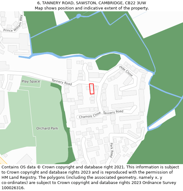 6, TANNERY ROAD, SAWSTON, CAMBRIDGE, CB22 3UW: Location map and indicative extent of plot