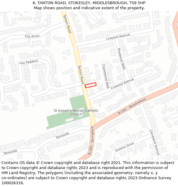 6, TANTON ROAD, STOKESLEY, MIDDLESBROUGH, TS9 5HP: Location map and indicative extent of plot