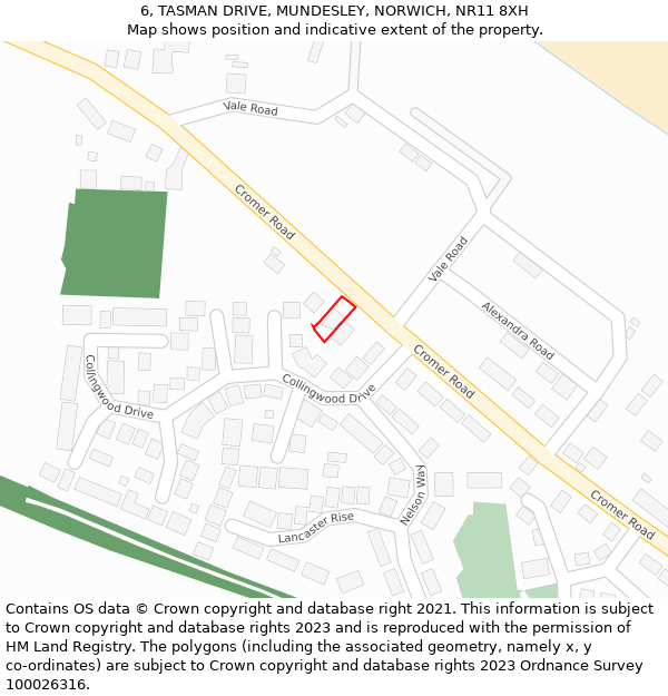 6, TASMAN DRIVE, MUNDESLEY, NORWICH, NR11 8XH: Location map and indicative extent of plot