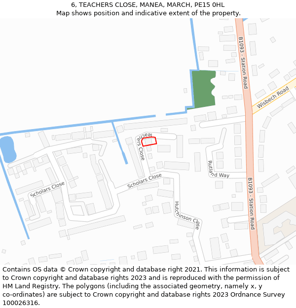 6, TEACHERS CLOSE, MANEA, MARCH, PE15 0HL: Location map and indicative extent of plot