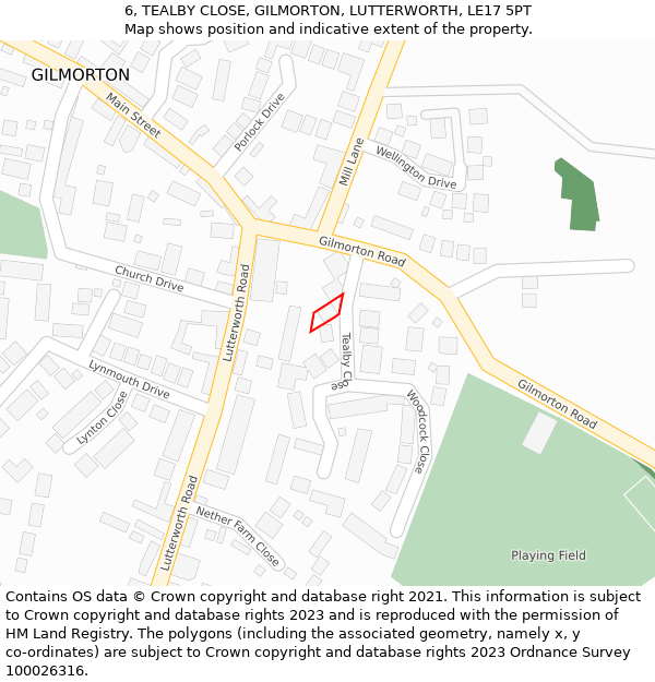 6, TEALBY CLOSE, GILMORTON, LUTTERWORTH, LE17 5PT: Location map and indicative extent of plot