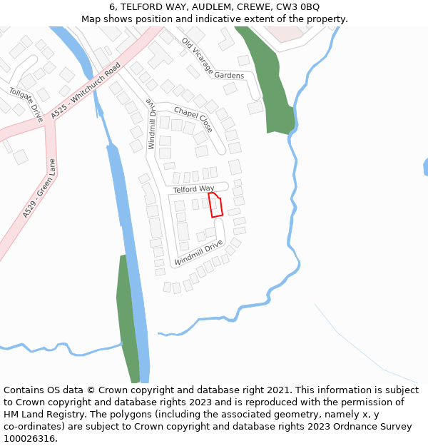 6, TELFORD WAY, AUDLEM, CREWE, CW3 0BQ: Location map and indicative extent of plot