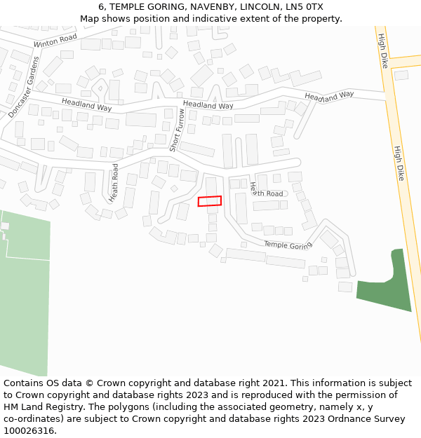 6, TEMPLE GORING, NAVENBY, LINCOLN, LN5 0TX: Location map and indicative extent of plot