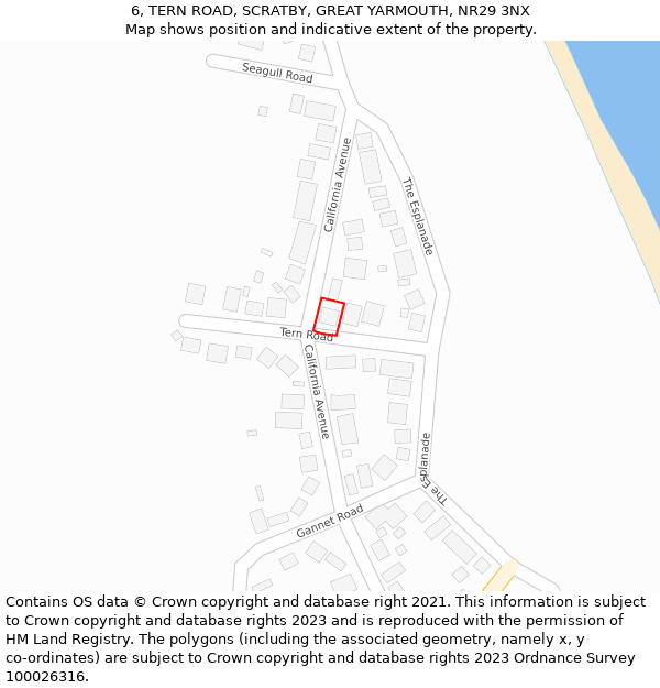 6, TERN ROAD, SCRATBY, GREAT YARMOUTH, NR29 3NX: Location map and indicative extent of plot