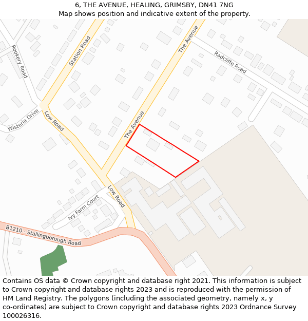 6, THE AVENUE, HEALING, GRIMSBY, DN41 7NG: Location map and indicative extent of plot