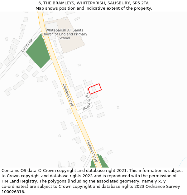 6, THE BRAMLEYS, WHITEPARISH, SALISBURY, SP5 2TA: Location map and indicative extent of plot