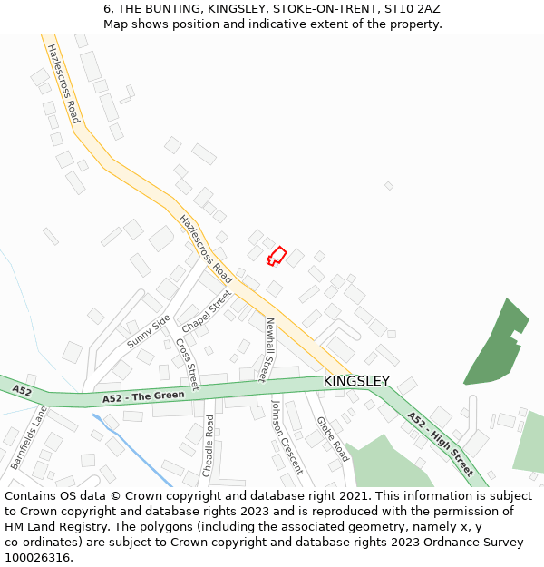 6, THE BUNTING, KINGSLEY, STOKE-ON-TRENT, ST10 2AZ: Location map and indicative extent of plot