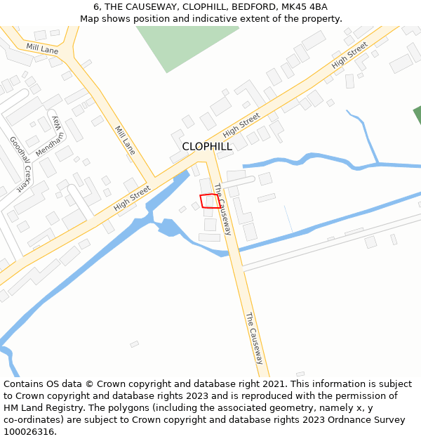 6, THE CAUSEWAY, CLOPHILL, BEDFORD, MK45 4BA: Location map and indicative extent of plot