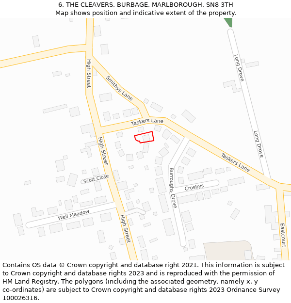 6, THE CLEAVERS, BURBAGE, MARLBOROUGH, SN8 3TH: Location map and indicative extent of plot