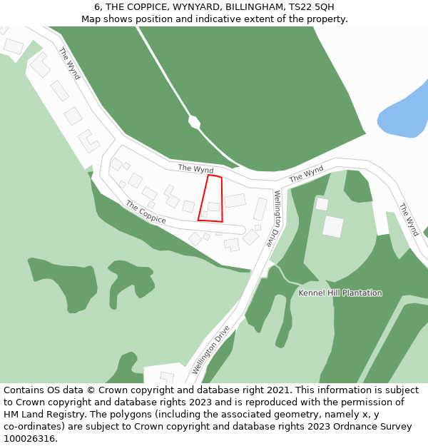 6, THE COPPICE, WYNYARD, BILLINGHAM, TS22 5QH: Location map and indicative extent of plot