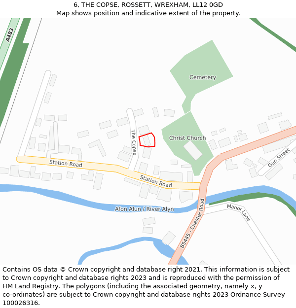 6, THE COPSE, ROSSETT, WREXHAM, LL12 0GD: Location map and indicative extent of plot