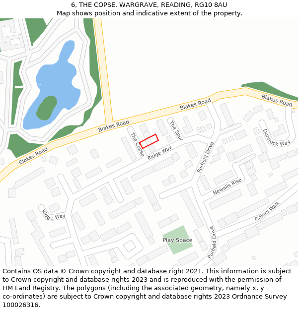 6, THE COPSE, WARGRAVE, READING, RG10 8AU: Location map and indicative extent of plot