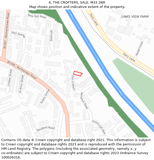 6, THE CROFTERS, SALE, M33 2NR: Location map and indicative extent of plot