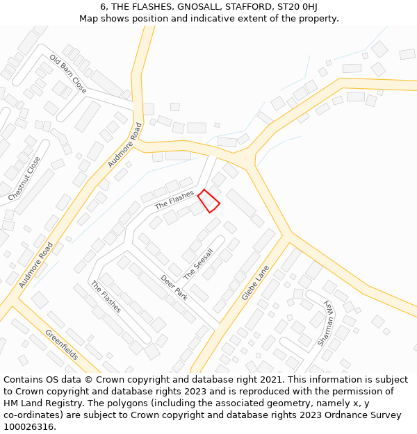 6, THE FLASHES, GNOSALL, STAFFORD, ST20 0HJ: Location map and indicative extent of plot