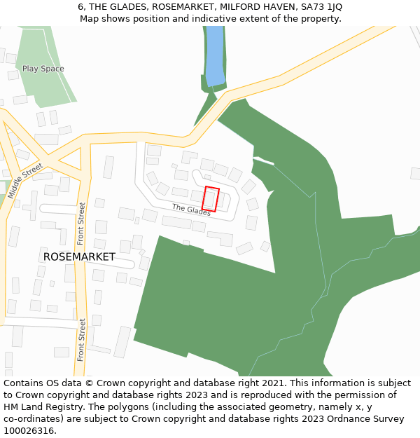 6, THE GLADES, ROSEMARKET, MILFORD HAVEN, SA73 1JQ: Location map and indicative extent of plot