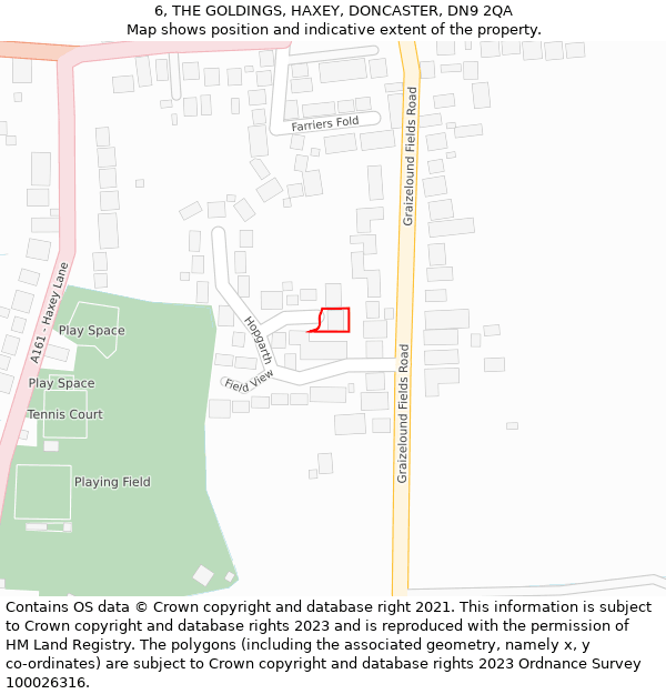 6, THE GOLDINGS, HAXEY, DONCASTER, DN9 2QA: Location map and indicative extent of plot