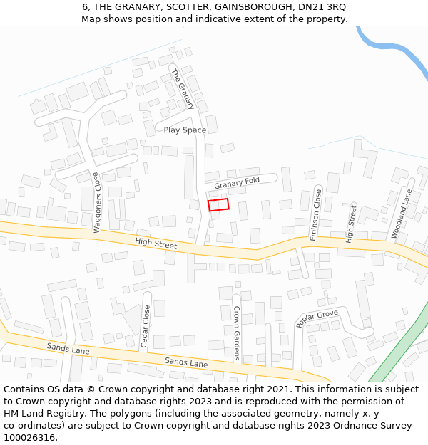 6, THE GRANARY, SCOTTER, GAINSBOROUGH, DN21 3RQ: Location map and indicative extent of plot