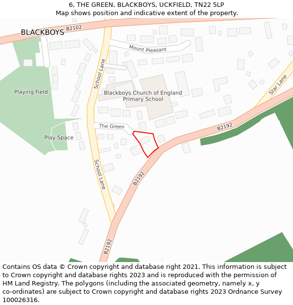 6, THE GREEN, BLACKBOYS, UCKFIELD, TN22 5LP: Location map and indicative extent of plot