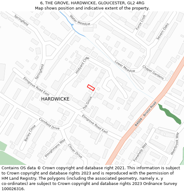 6, THE GROVE, HARDWICKE, GLOUCESTER, GL2 4RG: Location map and indicative extent of plot