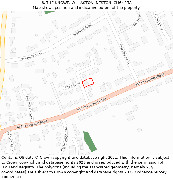 6, THE KNOWE, WILLASTON, NESTON, CH64 1TA: Location map and indicative extent of plot