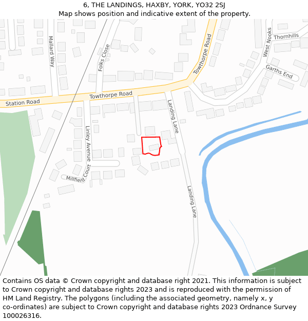 6, THE LANDINGS, HAXBY, YORK, YO32 2SJ: Location map and indicative extent of plot