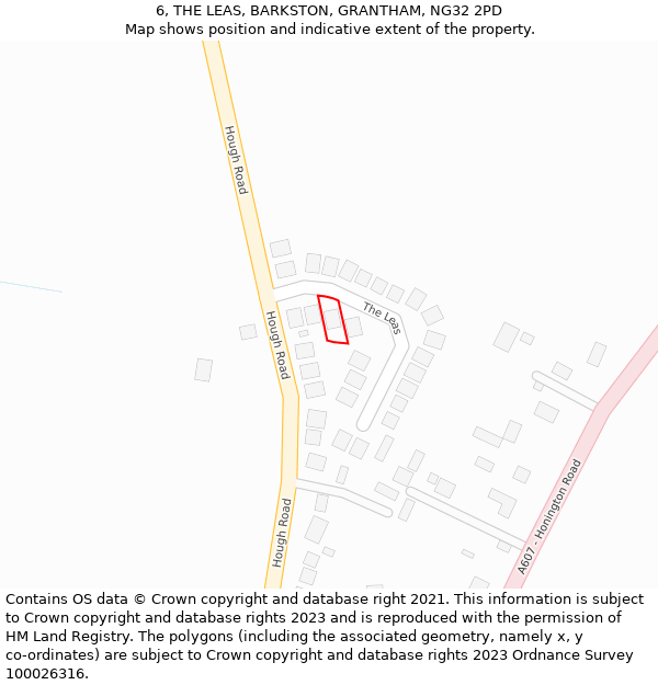 6, THE LEAS, BARKSTON, GRANTHAM, NG32 2PD: Location map and indicative extent of plot