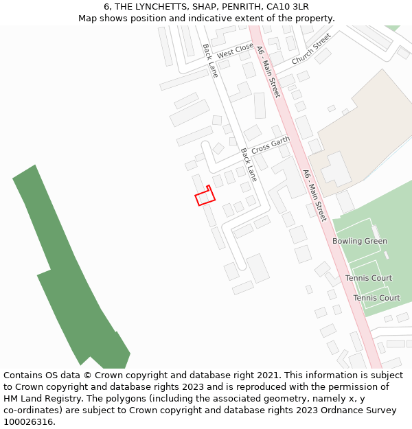 6, THE LYNCHETTS, SHAP, PENRITH, CA10 3LR: Location map and indicative extent of plot