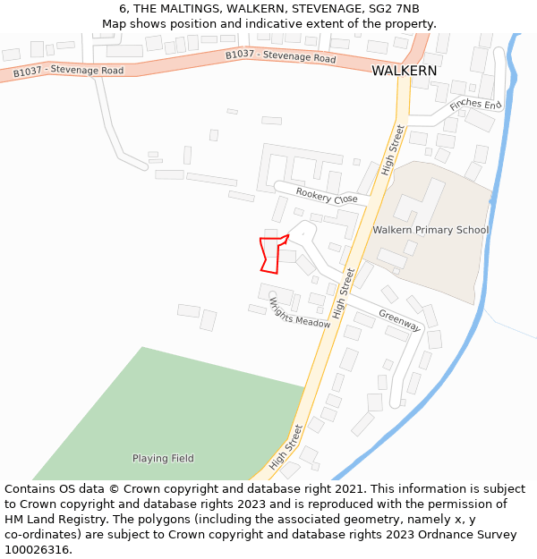 6, THE MALTINGS, WALKERN, STEVENAGE, SG2 7NB: Location map and indicative extent of plot