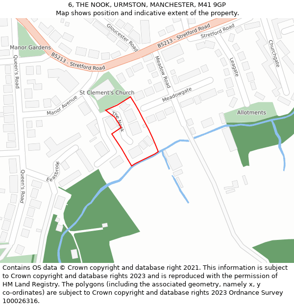 6, THE NOOK, URMSTON, MANCHESTER, M41 9GP: Location map and indicative extent of plot