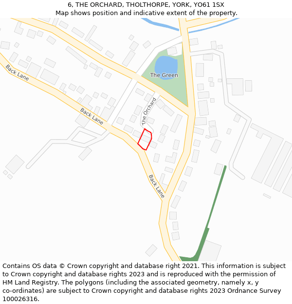 6, THE ORCHARD, THOLTHORPE, YORK, YO61 1SX: Location map and indicative extent of plot