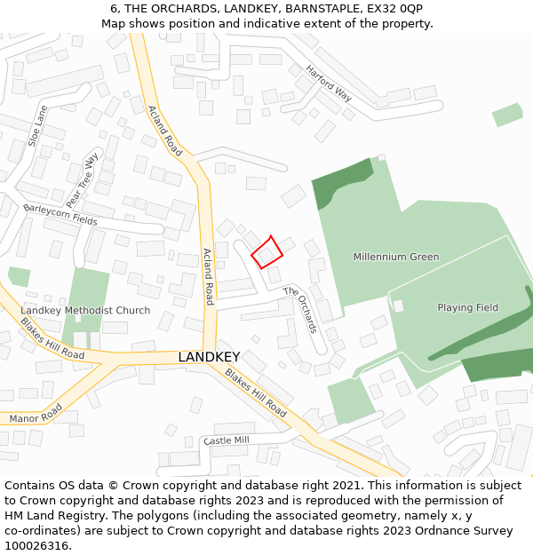 6, THE ORCHARDS, LANDKEY, BARNSTAPLE, EX32 0QP: Location map and indicative extent of plot