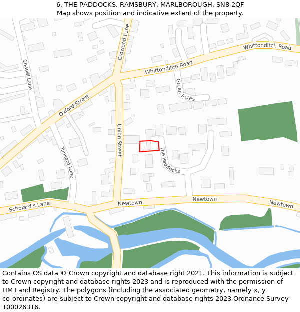 6, THE PADDOCKS, RAMSBURY, MARLBOROUGH, SN8 2QF: Location map and indicative extent of plot