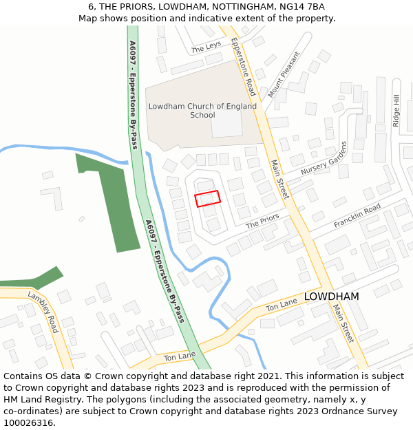 6, THE PRIORS, LOWDHAM, NOTTINGHAM, NG14 7BA: Location map and indicative extent of plot