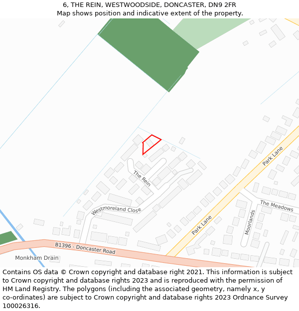 6, THE REIN, WESTWOODSIDE, DONCASTER, DN9 2FR: Location map and indicative extent of plot