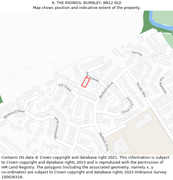 6, THE RIDINGS, BURNLEY, BB12 0LD: Location map and indicative extent of plot
