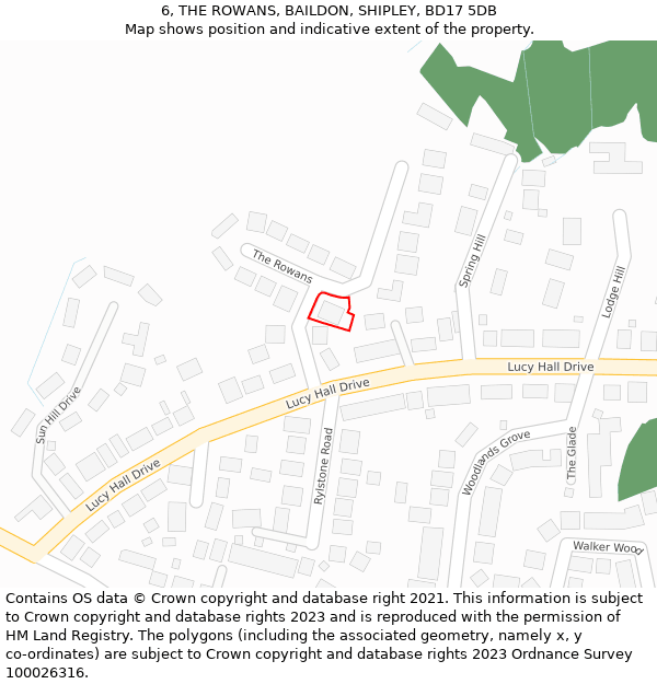 6, THE ROWANS, BAILDON, SHIPLEY, BD17 5DB: Location map and indicative extent of plot