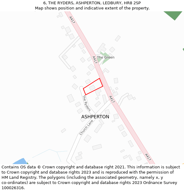 6, THE RYDERS, ASHPERTON, LEDBURY, HR8 2SP: Location map and indicative extent of plot