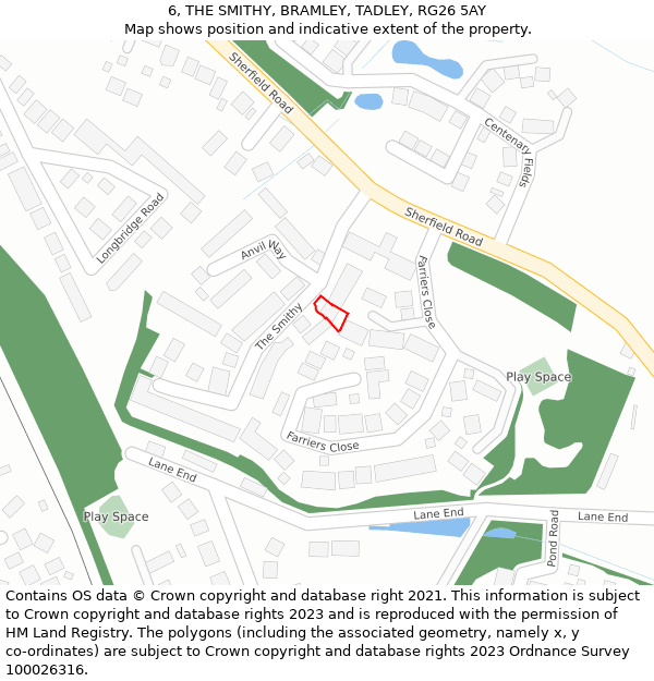 6, THE SMITHY, BRAMLEY, TADLEY, RG26 5AY: Location map and indicative extent of plot