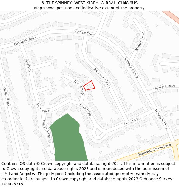 6, THE SPINNEY, WEST KIRBY, WIRRAL, CH48 9US: Location map and indicative extent of plot