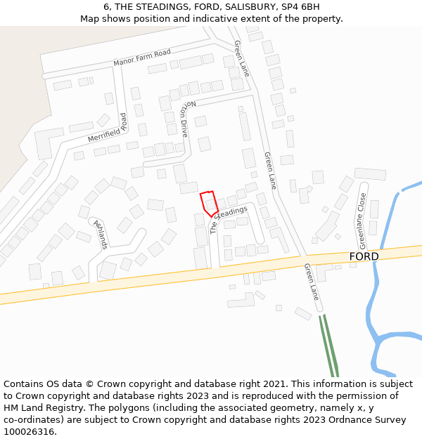 6, THE STEADINGS, FORD, SALISBURY, SP4 6BH: Location map and indicative extent of plot